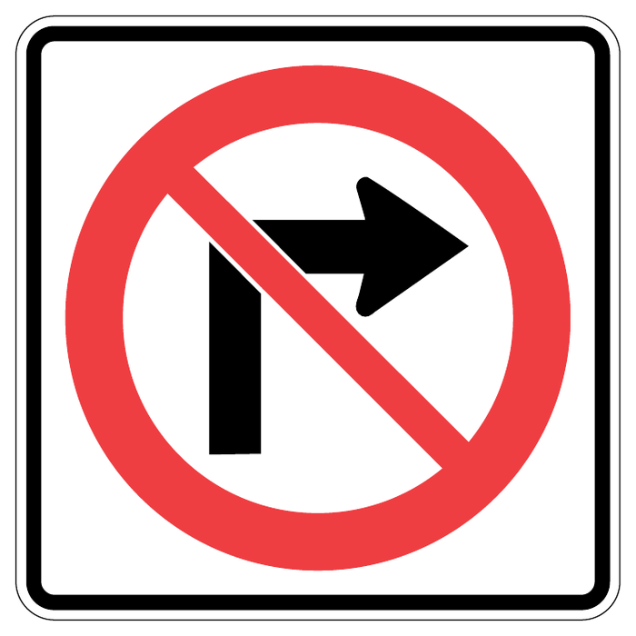 No right turn — official Alberta sign catalogue image