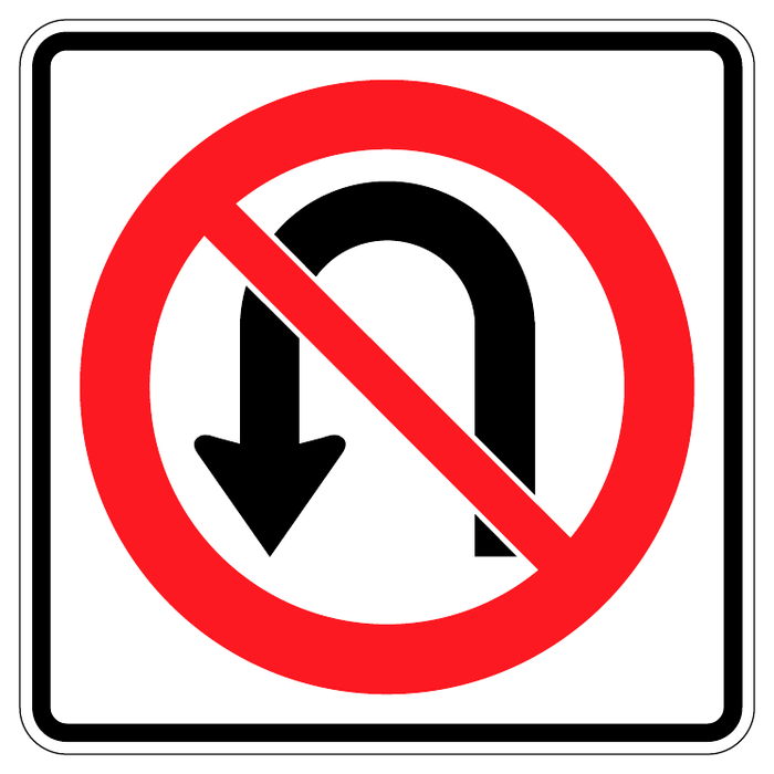 No U-turn — official Alberta sign catalogue image