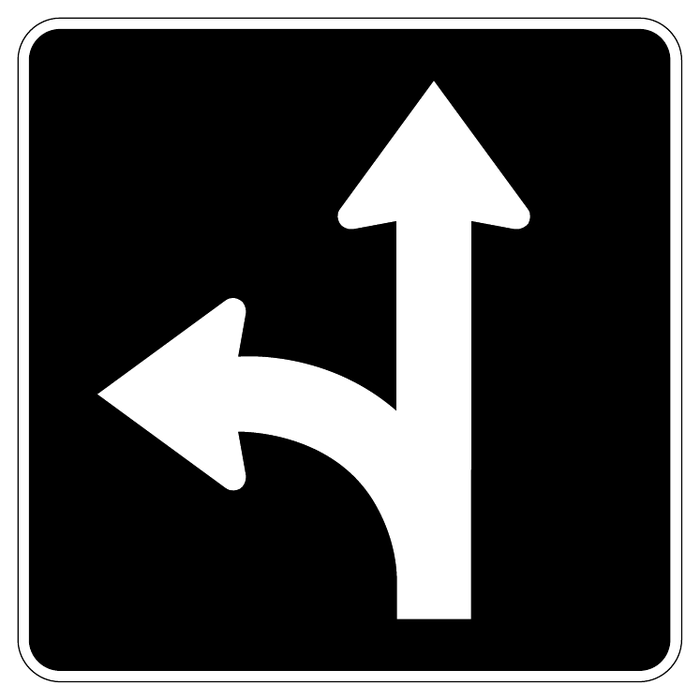 Straight or left — official Alberta sign catalogue image