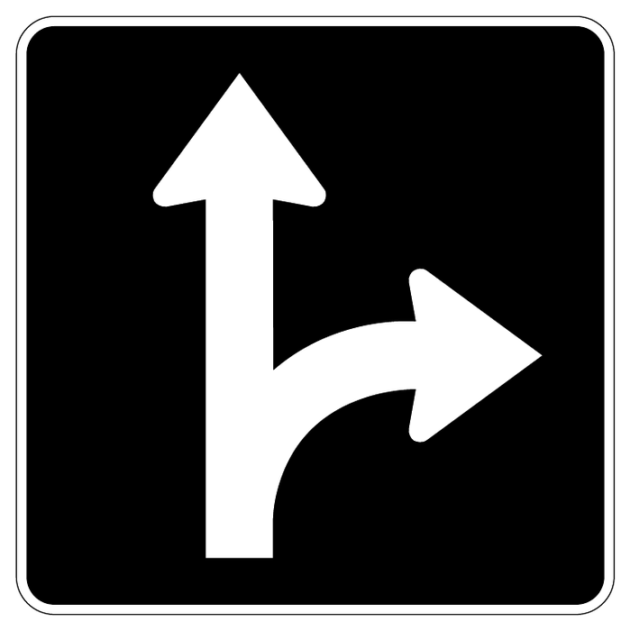 Straight or right — official Alberta sign catalogue image