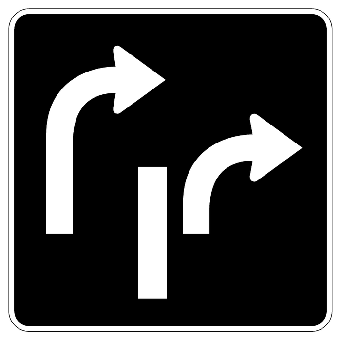 Dual turn lanes — official Alberta sign catalogue image