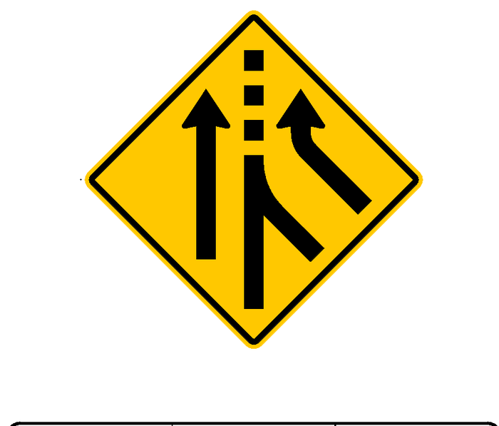 Free-flow / added lane — official Alberta sign catalogue image