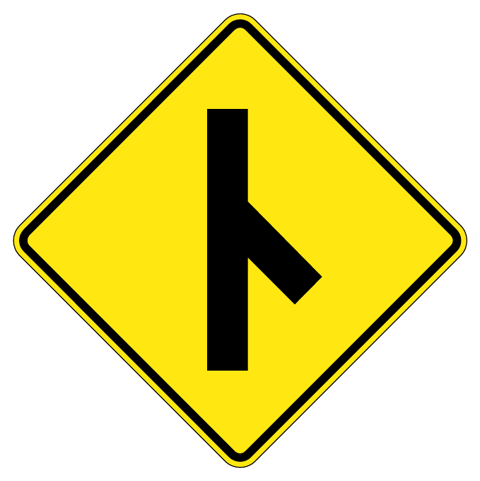 Side road right — official Alberta sign catalogue image