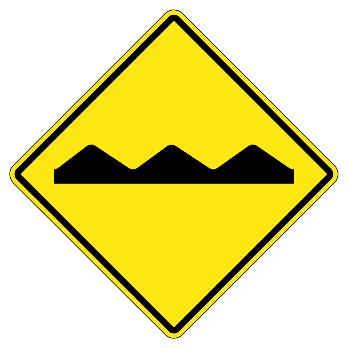 Bump / uneven pavement — official Alberta sign catalogue image