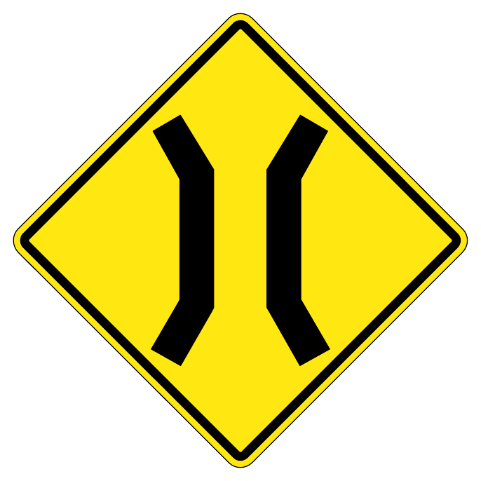 Narrow bridge — official Alberta sign catalogue image