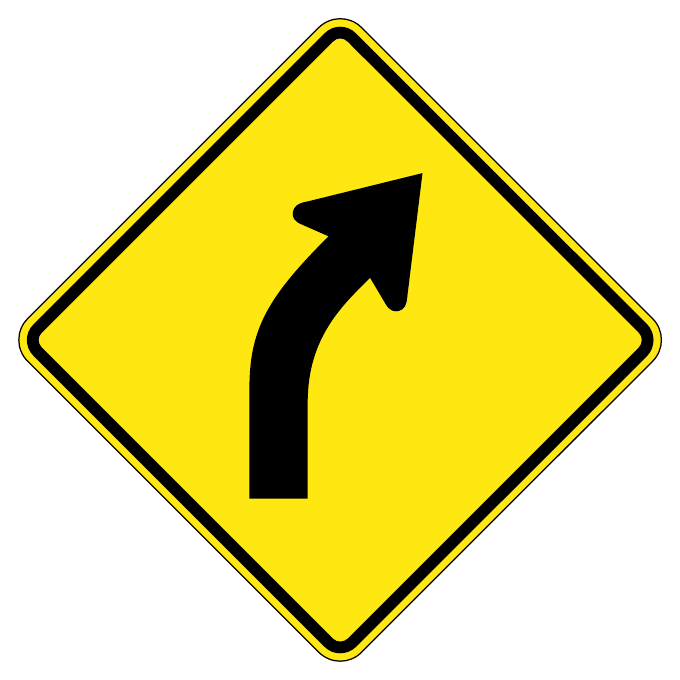 Curve right — official Alberta sign catalogue image