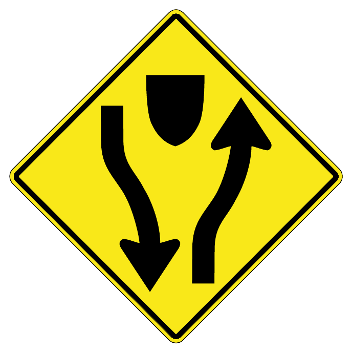 Divided highway begins — official Alberta sign catalogue image