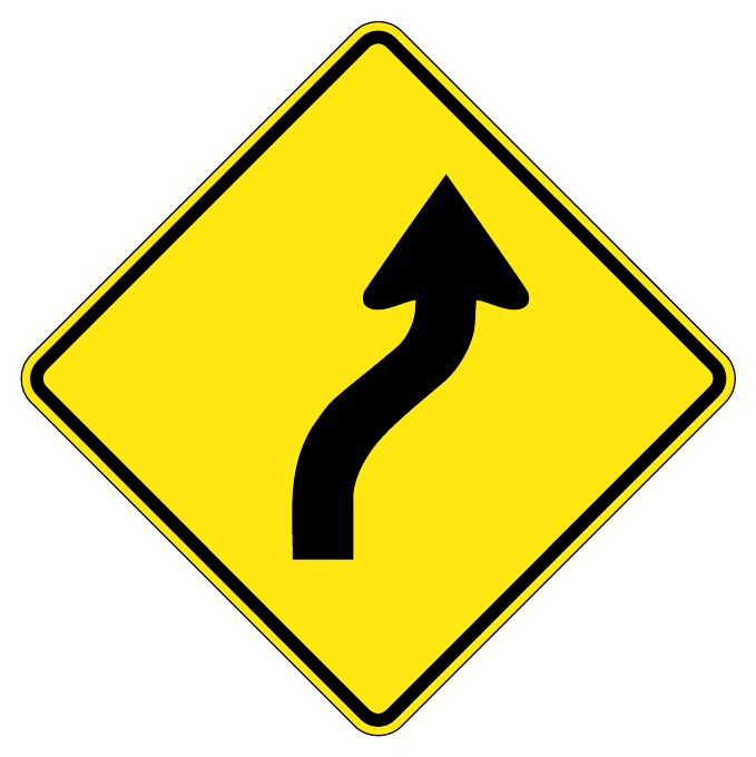 Reverse curves — official Alberta sign catalogue image