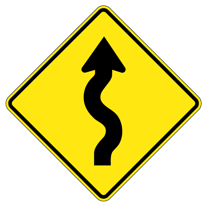 Winding road — official Alberta sign catalogue image