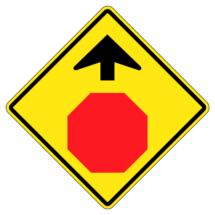 Stop sign ahead — official Alberta sign catalogue image