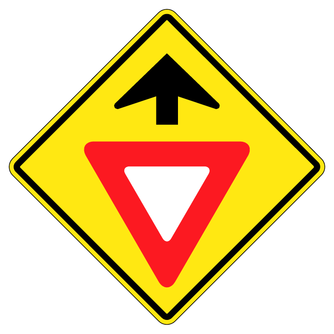 Yield sign ahead — official Alberta sign catalogue image
