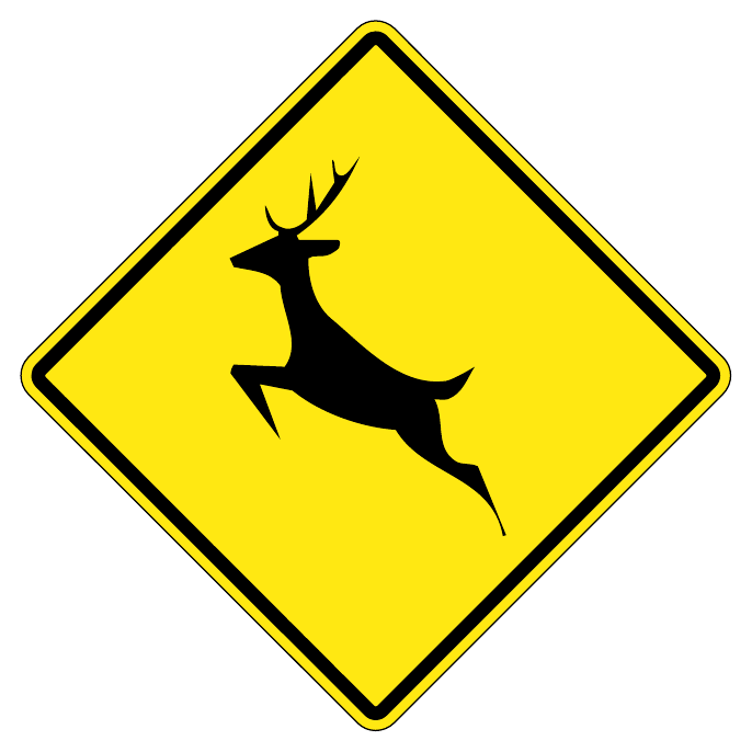 Deer crossing — official Alberta sign catalogue image