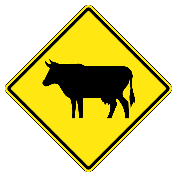 Cattle crossing — official Alberta sign catalogue image