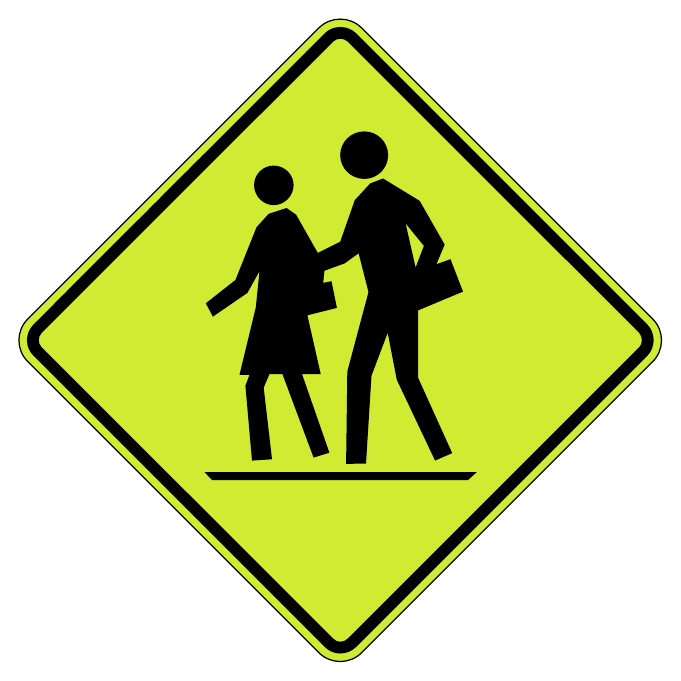 School crosswalk — official Alberta sign catalogue image