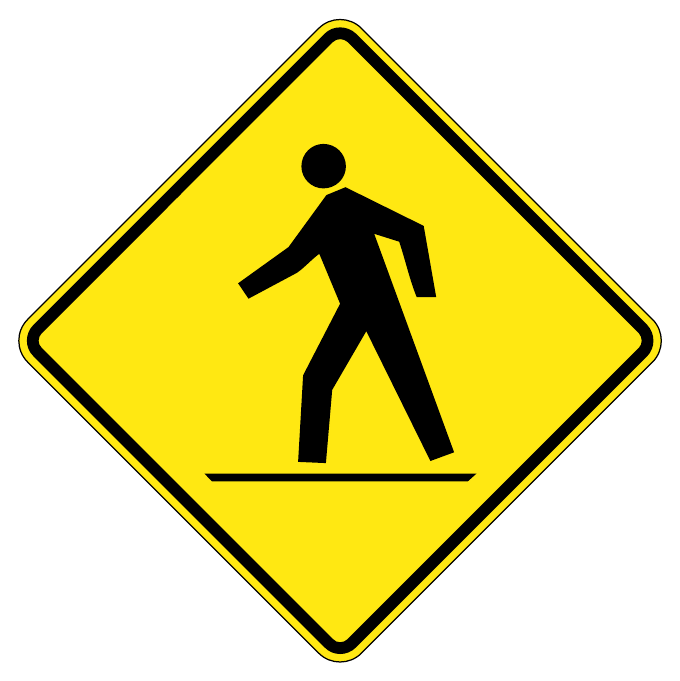 Pedestrian crossing — official Alberta sign catalogue image