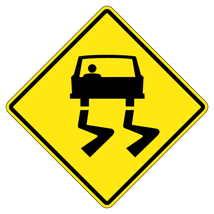 Slippery when wet — official Alberta sign catalogue image