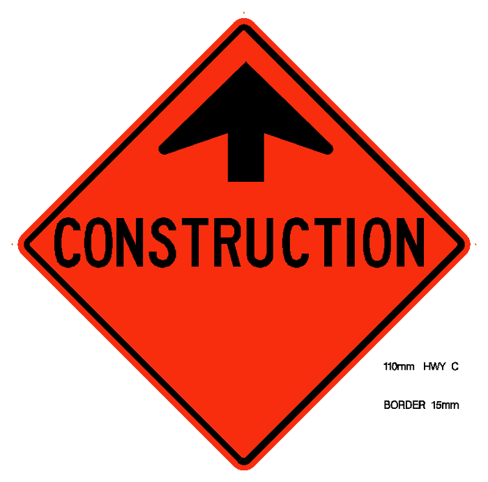 Construction zone ahead — official Alberta sign catalogue image